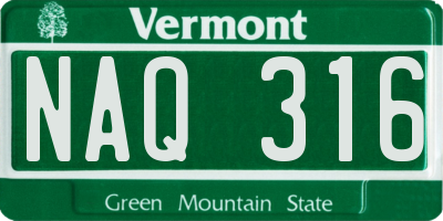 VT license plate NAQ316