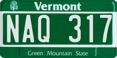 VT license plate NAQ317