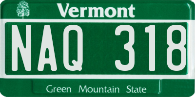 VT license plate NAQ318