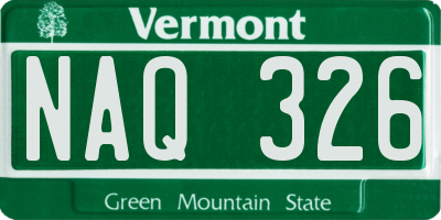 VT license plate NAQ326