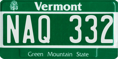 VT license plate NAQ332