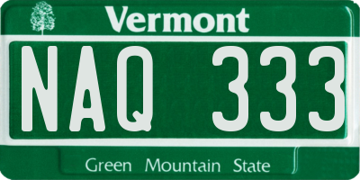 VT license plate NAQ333