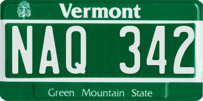 VT license plate NAQ342