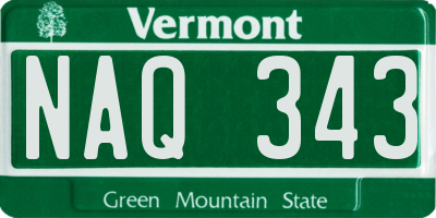 VT license plate NAQ343