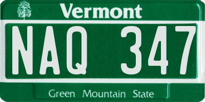 VT license plate NAQ347