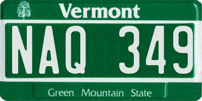 VT license plate NAQ349
