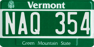 VT license plate NAQ354
