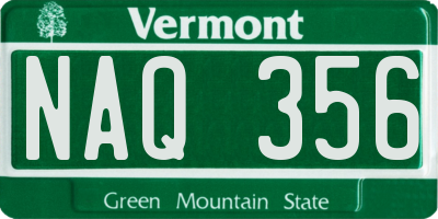 VT license plate NAQ356