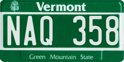 VT license plate NAQ358