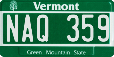 VT license plate NAQ359