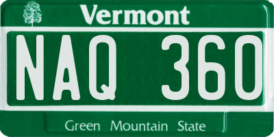 VT license plate NAQ360