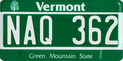 VT license plate NAQ362