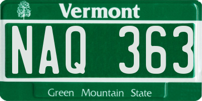 VT license plate NAQ363