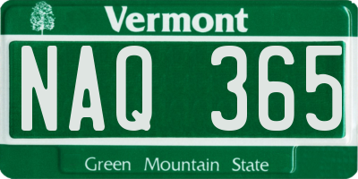 VT license plate NAQ365