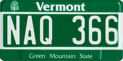 VT license plate NAQ366