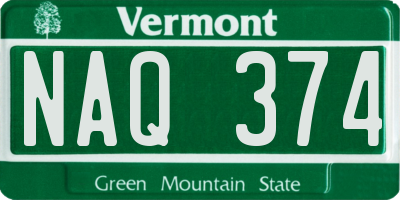 VT license plate NAQ374