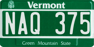 VT license plate NAQ375