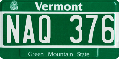 VT license plate NAQ376