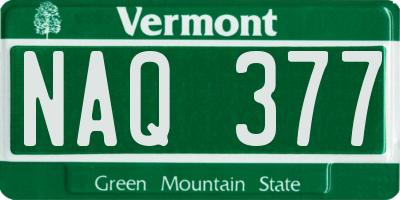 VT license plate NAQ377