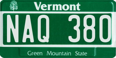 VT license plate NAQ380
