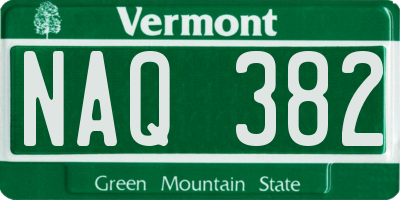 VT license plate NAQ382