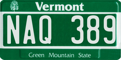 VT license plate NAQ389