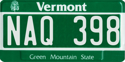 VT license plate NAQ398