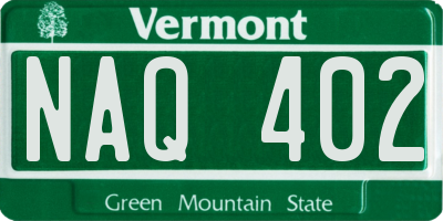 VT license plate NAQ402