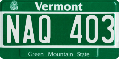 VT license plate NAQ403