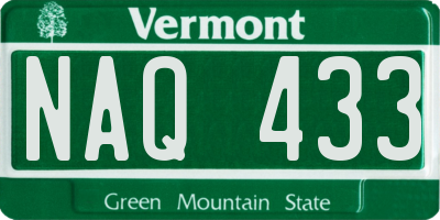 VT license plate NAQ433