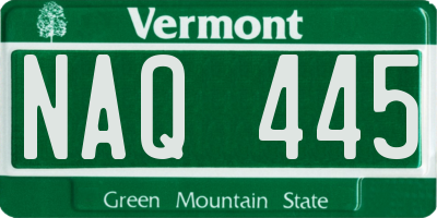 VT license plate NAQ445