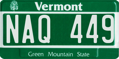 VT license plate NAQ449