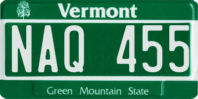 VT license plate NAQ455