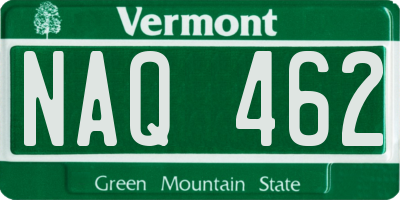 VT license plate NAQ462