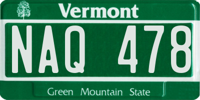 VT license plate NAQ478