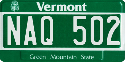 VT license plate NAQ502