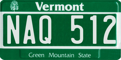 VT license plate NAQ512