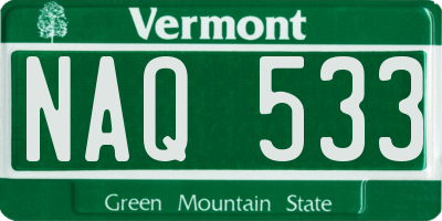 VT license plate NAQ533