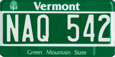 VT license plate NAQ542