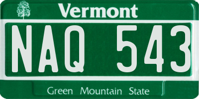 VT license plate NAQ543