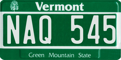 VT license plate NAQ545