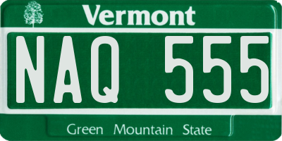 VT license plate NAQ555