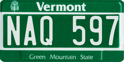 VT license plate NAQ597