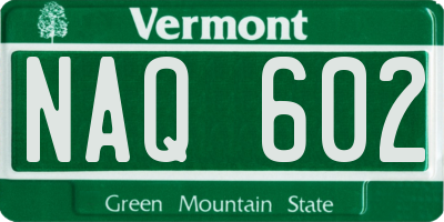 VT license plate NAQ602
