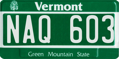 VT license plate NAQ603
