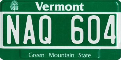 VT license plate NAQ604