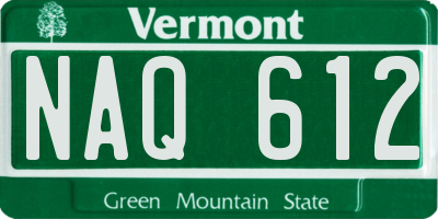 VT license plate NAQ612
