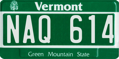 VT license plate NAQ614