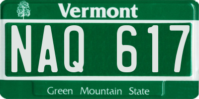 VT license plate NAQ617