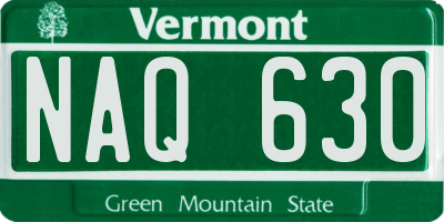 VT license plate NAQ630